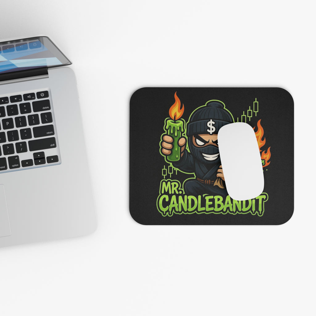 Mouse Pad — Mr. Candlebandit Gaming/Desk Mousepad with Cartoon Bandit & Flame Design